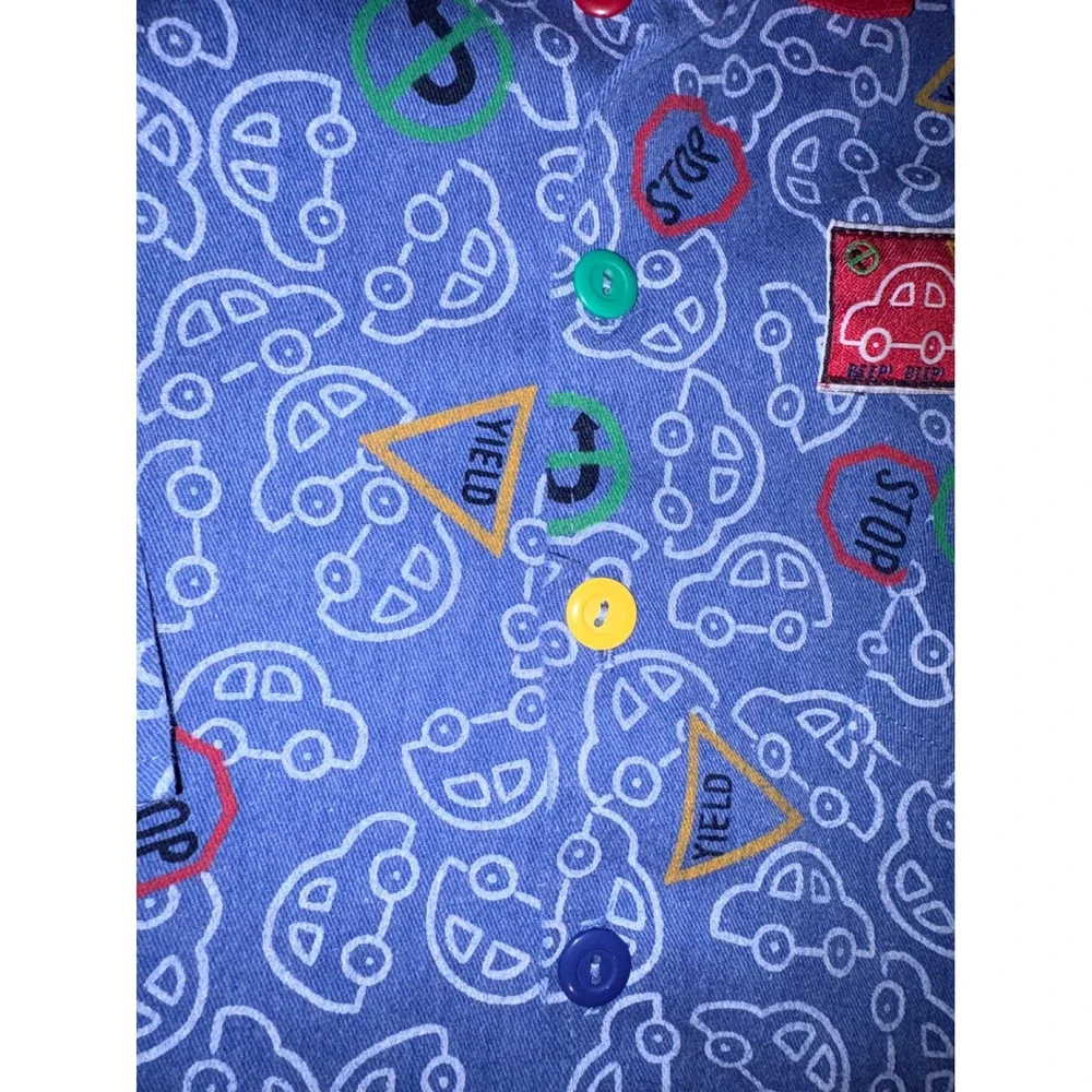 Vintage‎ Small Steps Kids Blue Car Traffic Pajamas Romper Sleepwear 12 Months